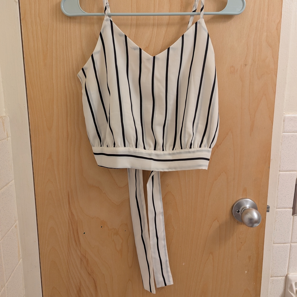 Shein Striped Tie-Back Crop Top